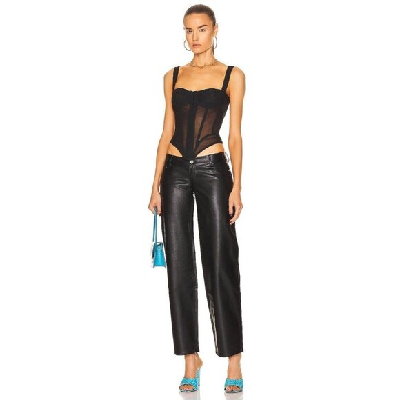 MIAOU Atlas Low Rise Pant in Black XSmall New Womens Faux Leather Vegan Trousers